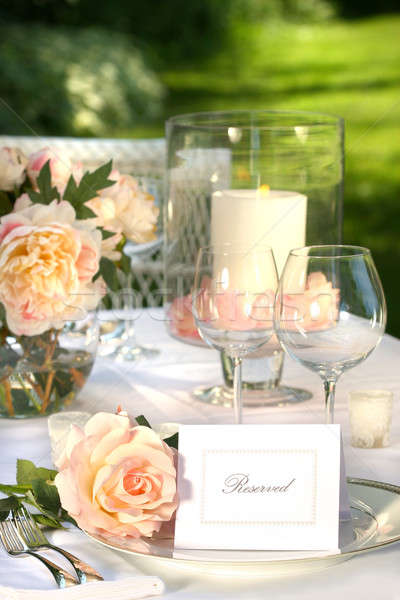 Lugar tarjeta mesa flores boda Foto stock © Sandralise