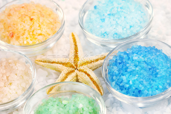 Five colors of bath salt Stock photo © Sandralise