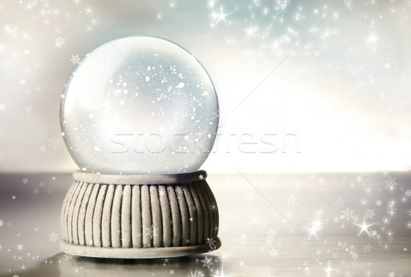 Stock foto: Schnee · Welt · Silber · Hintergrund · Ball · weiß