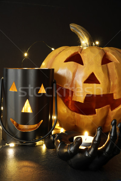  Assorted Halloween candles with pumpkin in background           Stock photo © Sandralise