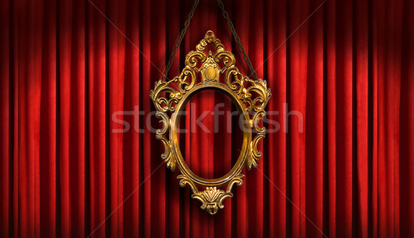 Red drapes with old gold frame Stock photo © Sandralise
