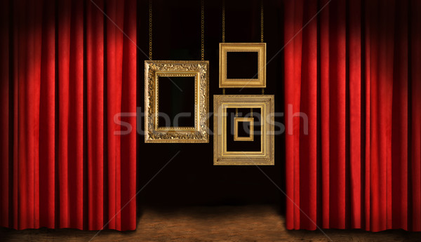 Gold frames with red drapes Stock photo © Sandralise