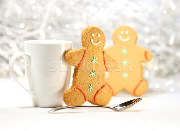 Stock photo: Hot holiday drink with gingerbread cookies