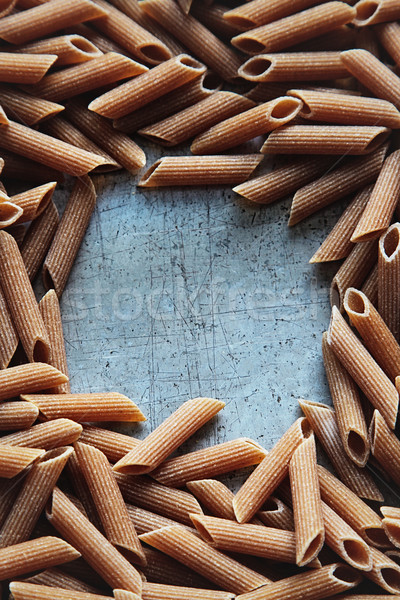 Stock photo: Dry pasta on aluminum