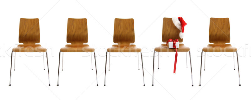 Stühle Zeile Geschenk weiß Holz Warenkorb Stock foto © Sandralise
