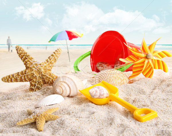 Strand speelgoed hemel achtergrond leuk Stockfoto © Sandralise