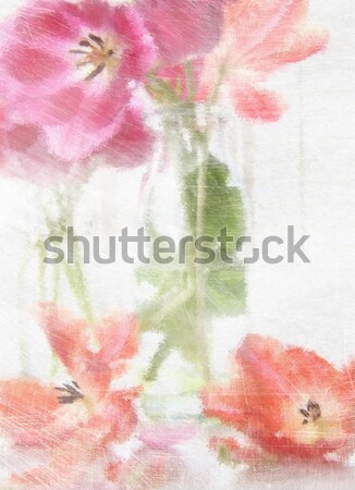 [[stock_photo]]: Rendu · peinture · printemps · tulipes · vieux