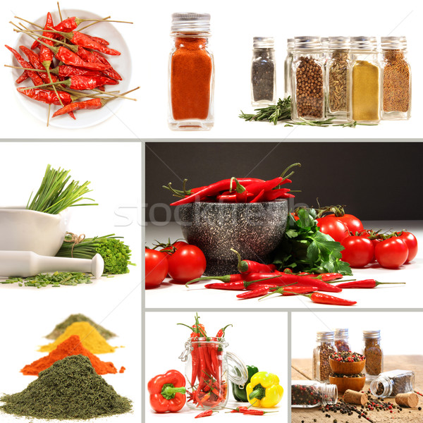 Bottles of colorful spices with grey  Stock photo © Sandralise