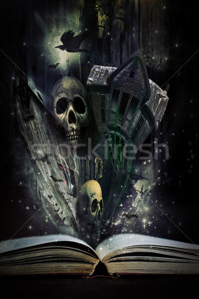 Open story book with Halloween stories coming alive Stock photo © Sandralise