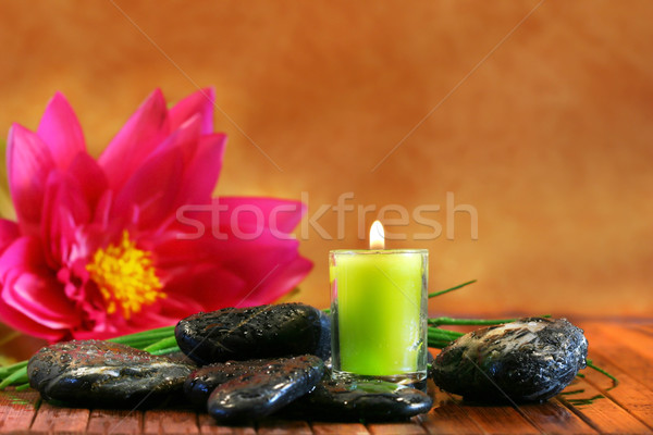 Green aromatherpy candle Stock photo © Sandralise