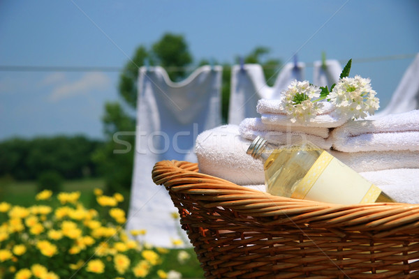 Clean towels freshly folded in wicker basket  Stock photo © Sandralise