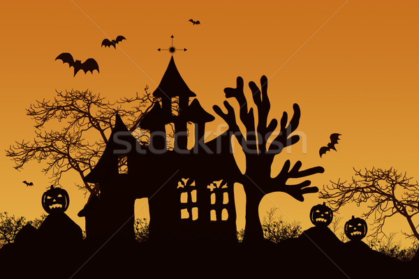 Zdjęcia stock: Nawiedzony · halloween · domu · strony · świetle · noc