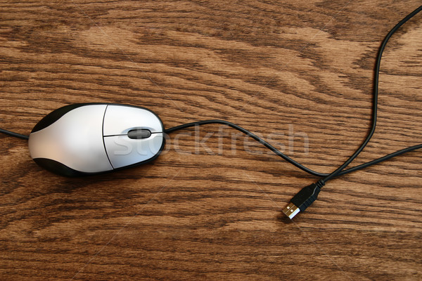 Mysz komputerowa powierzchnia dąb Internetu drewna Zdjęcia stock © Sandralise