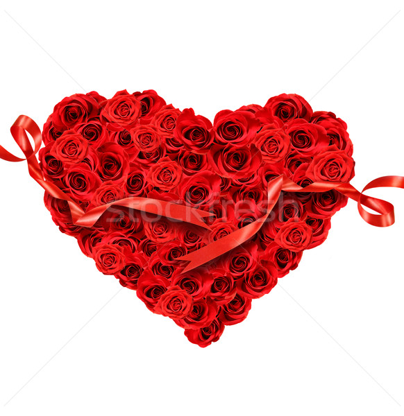красные розы форма сердце белый закрывается фон Сток-фото © Sandralise