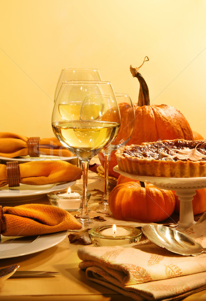 Stock photo: Festive table with candles