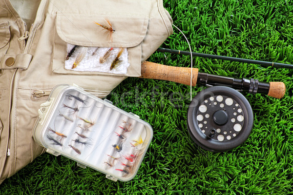 Fly fishing rod and asessories Stock photo © Sandralise