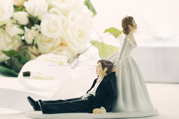 Photo stock: Lunatique · gâteau · de · mariage · blanche · mariage · homme