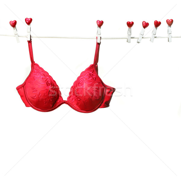Fancy red bra hanging on clothesline  Stock photo © Sandralise