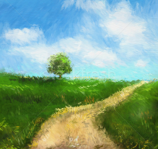 Digital painting of an idyllic  country road Stock photo © Sandralise