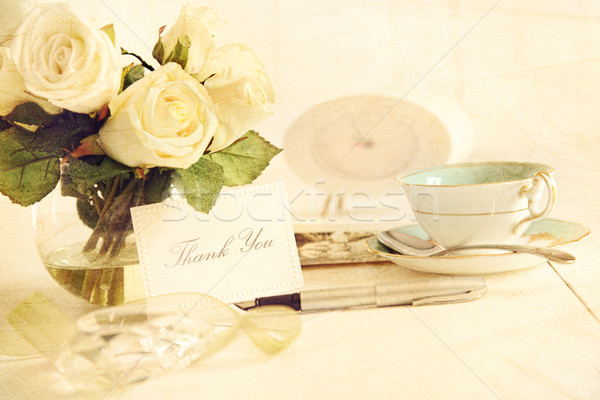 Multumesc nota tabel nostalgic romantic hârtie Imagine de stoc © Sandralise