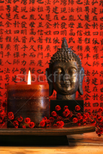 Сток-фото: азиатских · свечу · красный · цветок · дизайна · краской