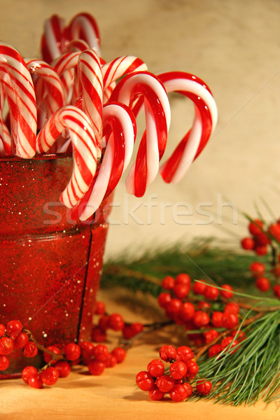Candycanes with berries and pine Stock photo © Sandralise
