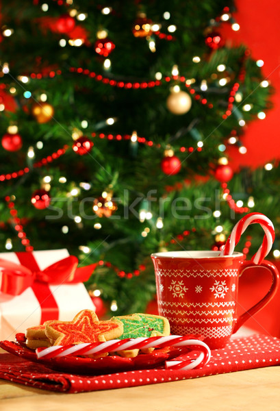 Foto stock: Navidad · cookies · árbol · árbol · de · navidad · nieve · sueno