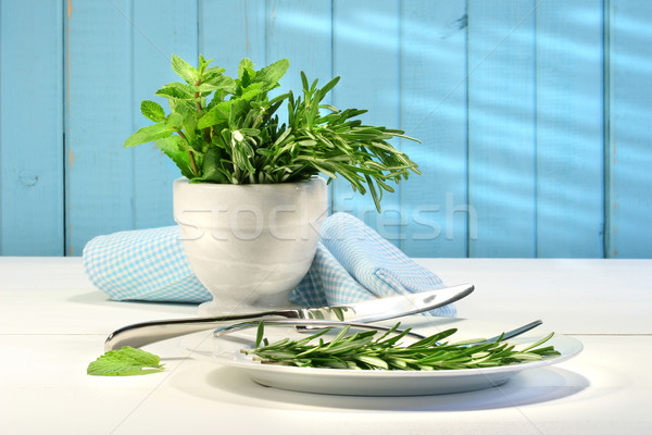 Fresh herbs on the table Stock photo © Sandralise