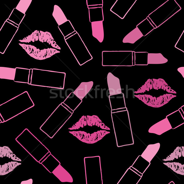 Seamless pattern background with lips and lipsticks Stock photo © sanjanovakovic