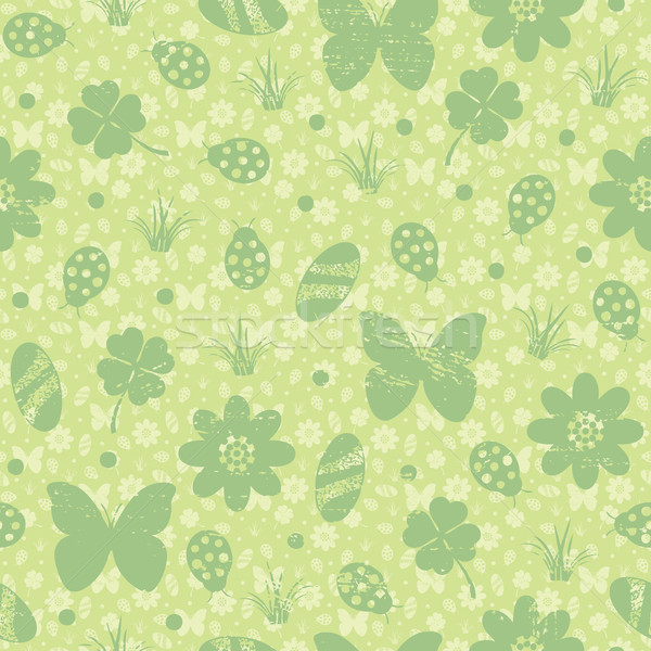 Green nature themed vintage seamless pattern Stock photo © sanjanovakovic