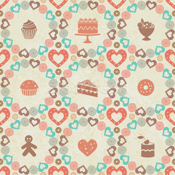 Vintage sweets themed seamless pattern background Stock photo © sanjanovakovic