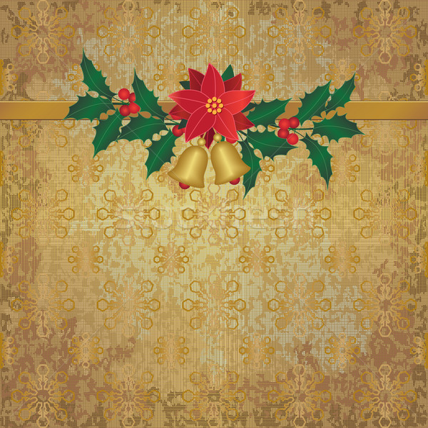 Golden background with Christmas garland   Stock photo © sanjanovakovic