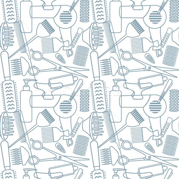 Seamless pattern with hairdressing related objects Stock photo © sanjanovakovic