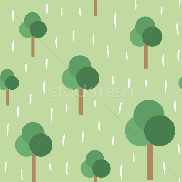 Trees and rain vector seamless pattern background 1 Stock photo © sanjanovakovic