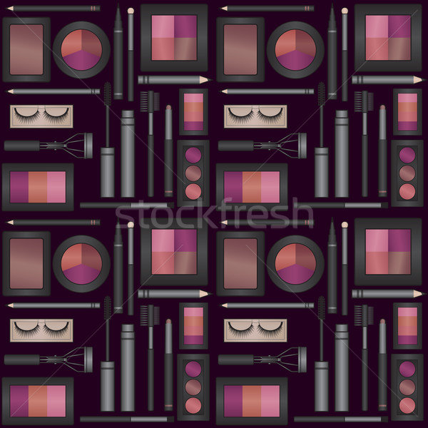 Vector seamless pattern background with eyes makeup products Stock photo © sanjanovakovic