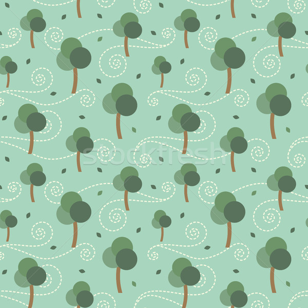 Trees and wind retro vector seamless pattern background 2 Stock photo © sanjanovakovic