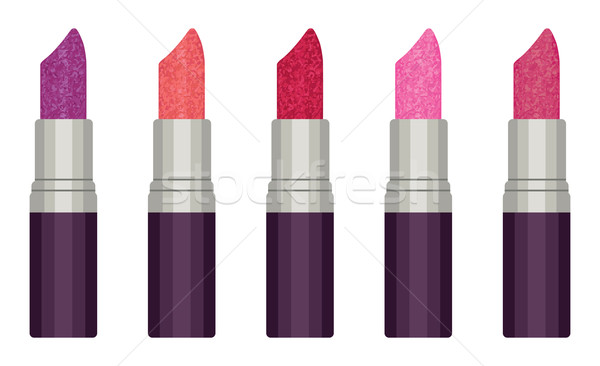 Schitteren vector ingesteld kleurrijk vrouwelijke lippenstift Stockfoto © sanjanovakovic