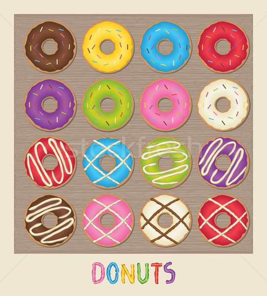 Kleurrijk poster donuts ingericht verschillend Stockfoto © sanjanovakovic