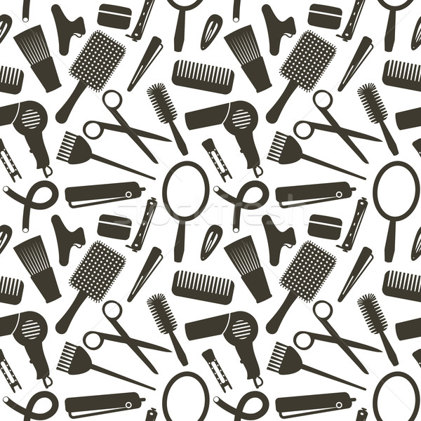 Seamless pattern with hairdressing related symbols Stock photo © sanjanovakovic