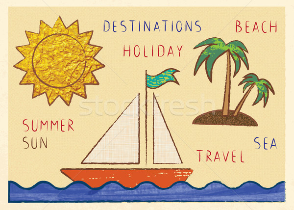 Summer and sea themed collage postcard Stock photo © sanjanovakovic