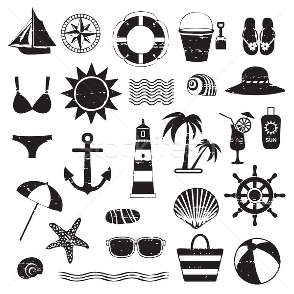 Scratched sea symbols set Stock photo © sanjanovakovic