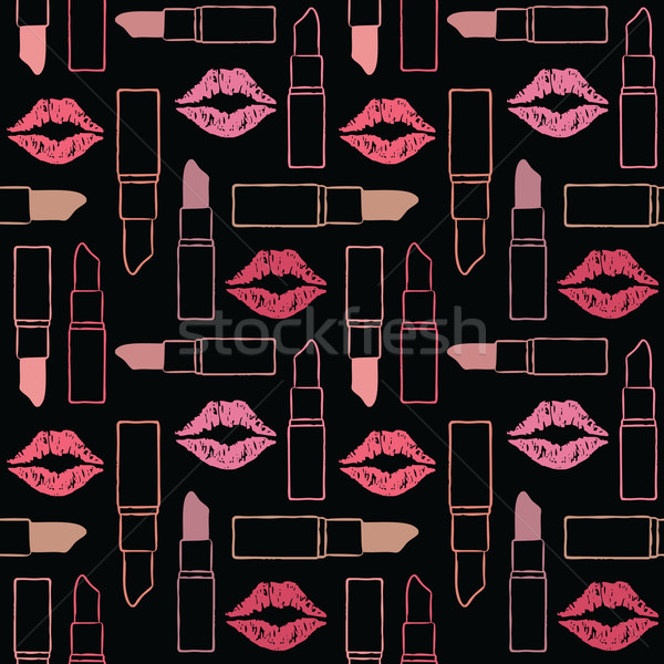 Vector seamless pattern background with lips and lipsticks 1 Stock photo © sanjanovakovic