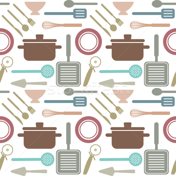 Vector seamless pattern with cooking related objects 1 Stock photo © sanjanovakovic