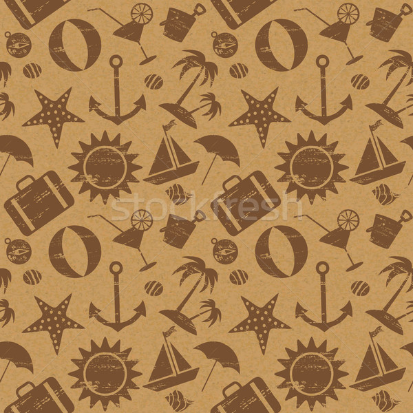 Summer and sea related seamless pattern on paper textured background Stock photo © sanjanovakovic