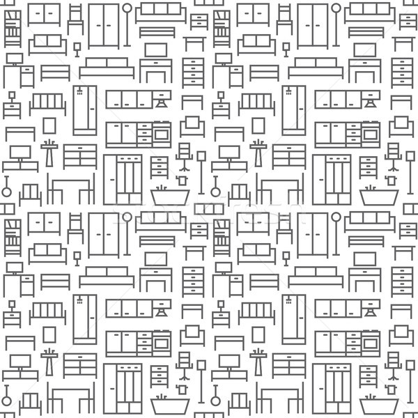 Furniture themed vector seamless outline pattern background 1
 Stock photo © sanjanovakovic