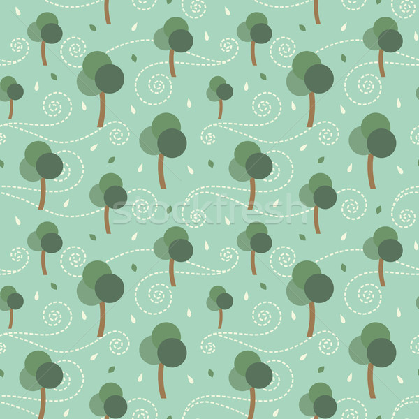 Trees and the storm retro vector seamless pattern background Stock photo © sanjanovakovic