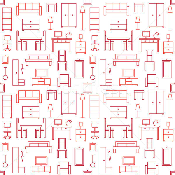 Vector seamless pattern background with home furniture outline icons 2
 Stock photo © sanjanovakovic