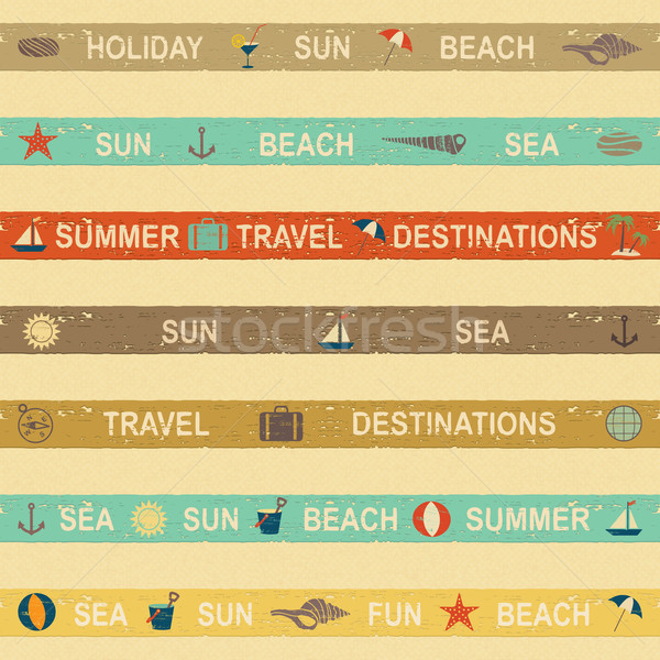 Summer and sea themed banners on beige textured background Stock photo © sanjanovakovic