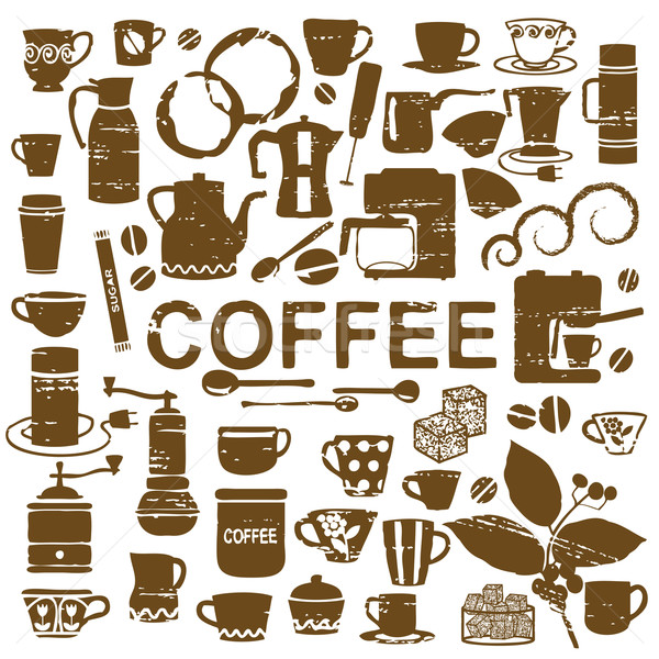 Kaffee Silhouetten unterschiedlich Tassen andere Design Stock foto © sanjanovakovic