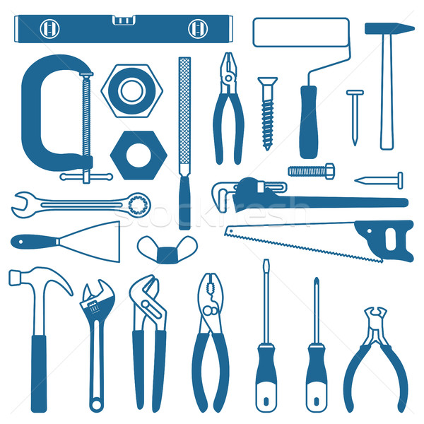 Various hand tools vector silhouette icon set 3 Stock photo © sanjanovakovic
